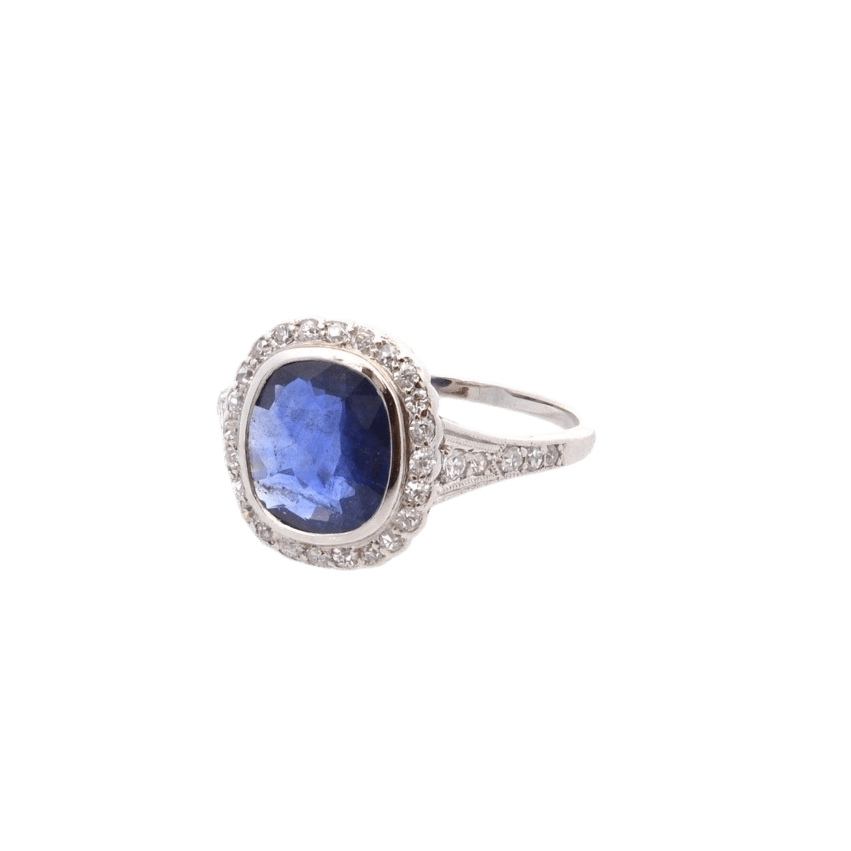 Bague Art déco en platine, saphir et diamants - Castafiore