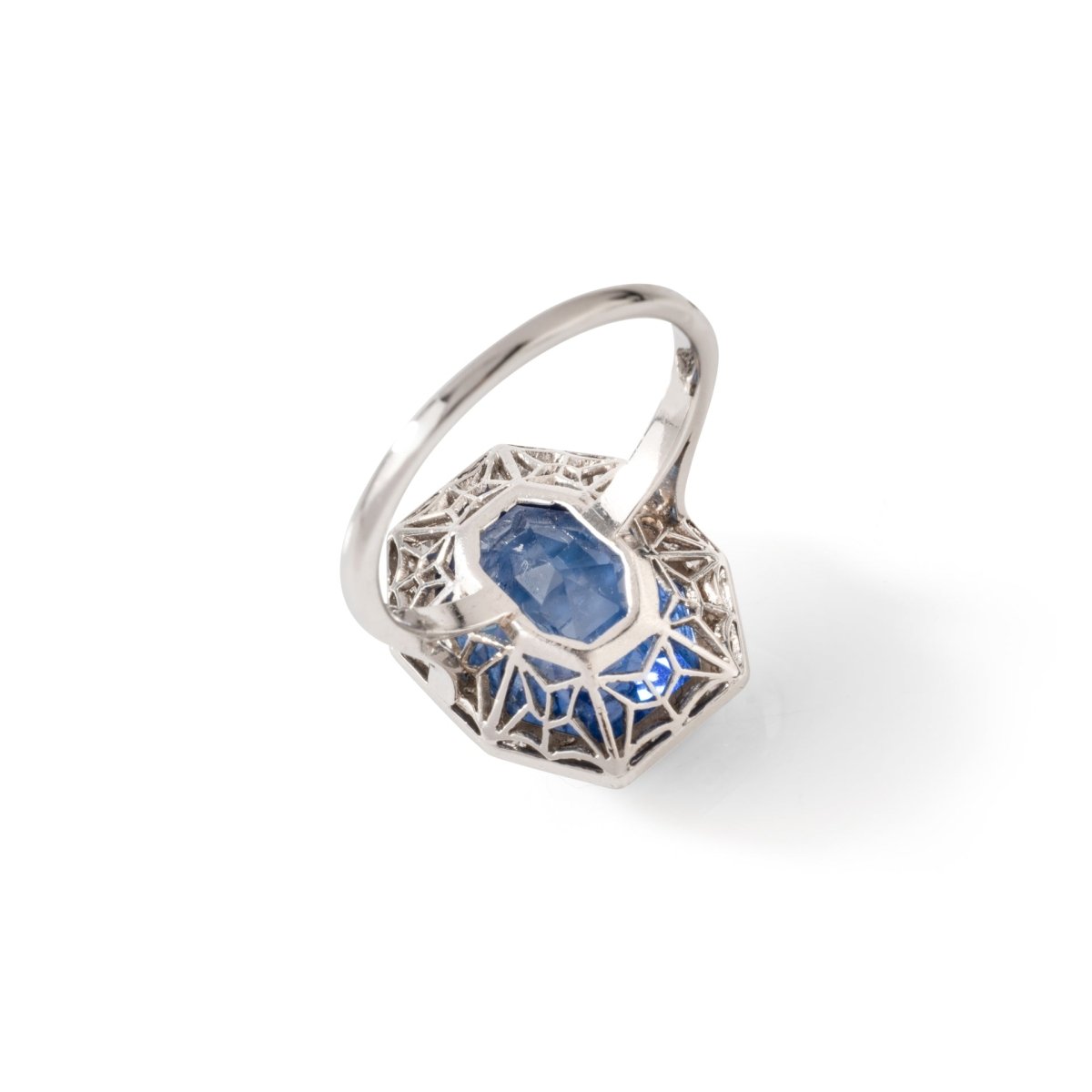 Bague Art déco en platine, saphir et diamants - Castafiore