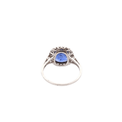 Bague Art déco en platine, saphir et diamants - Castafiore