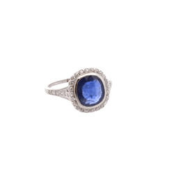 Bague Art déco en platine, saphir et diamants - Castafiore