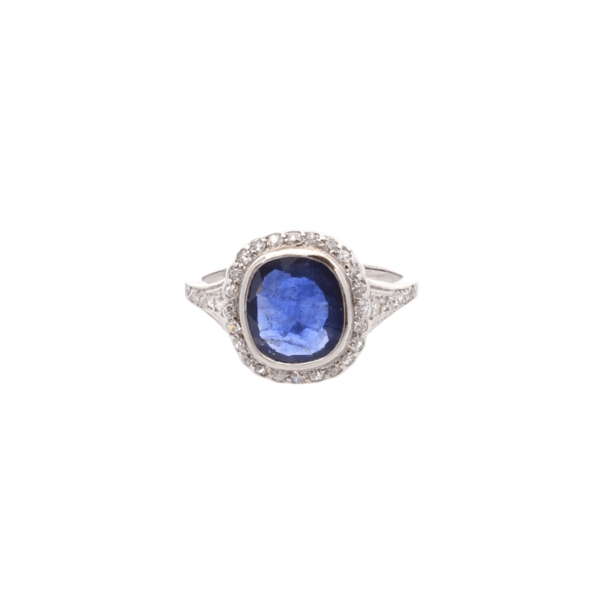 Bague Art déco en platine, saphir et diamants - Castafiore