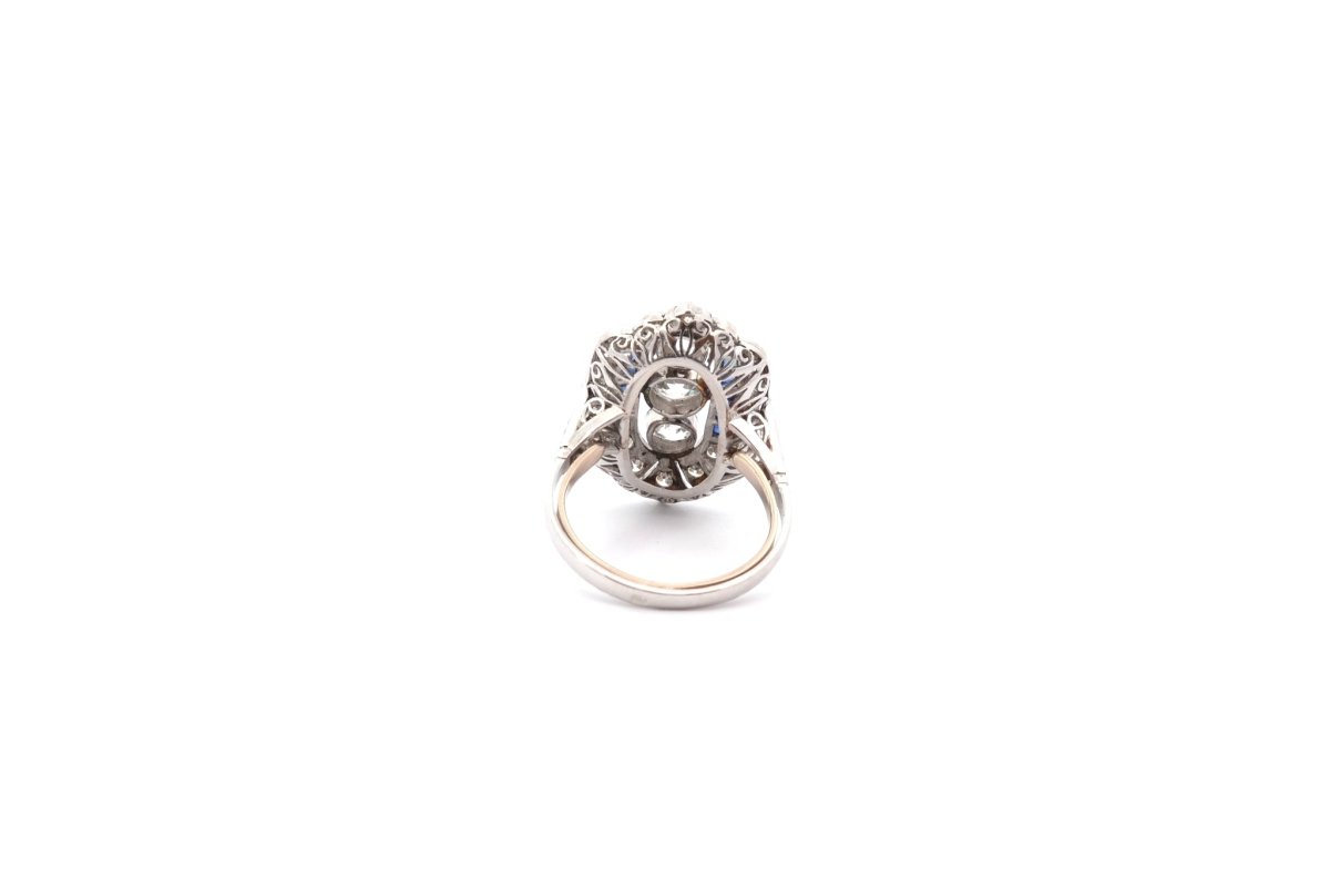 Bague Art déco en platine, saphirs et diamants - Castafiore