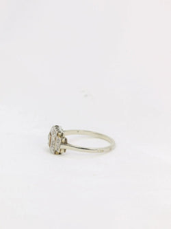 Bague Art Deco gradins or blanc platine diamants 0,15 ct - Castafiore