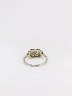 Bague Art Deco gradins or blanc platine diamants 0,15 ct - Castafiore