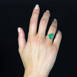 Bague Art déco jade et diamants en or jaune et platine - Castafiore