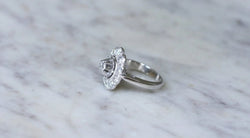 Bague Art Déco Marguerite Ovale Diamants - Castafiore