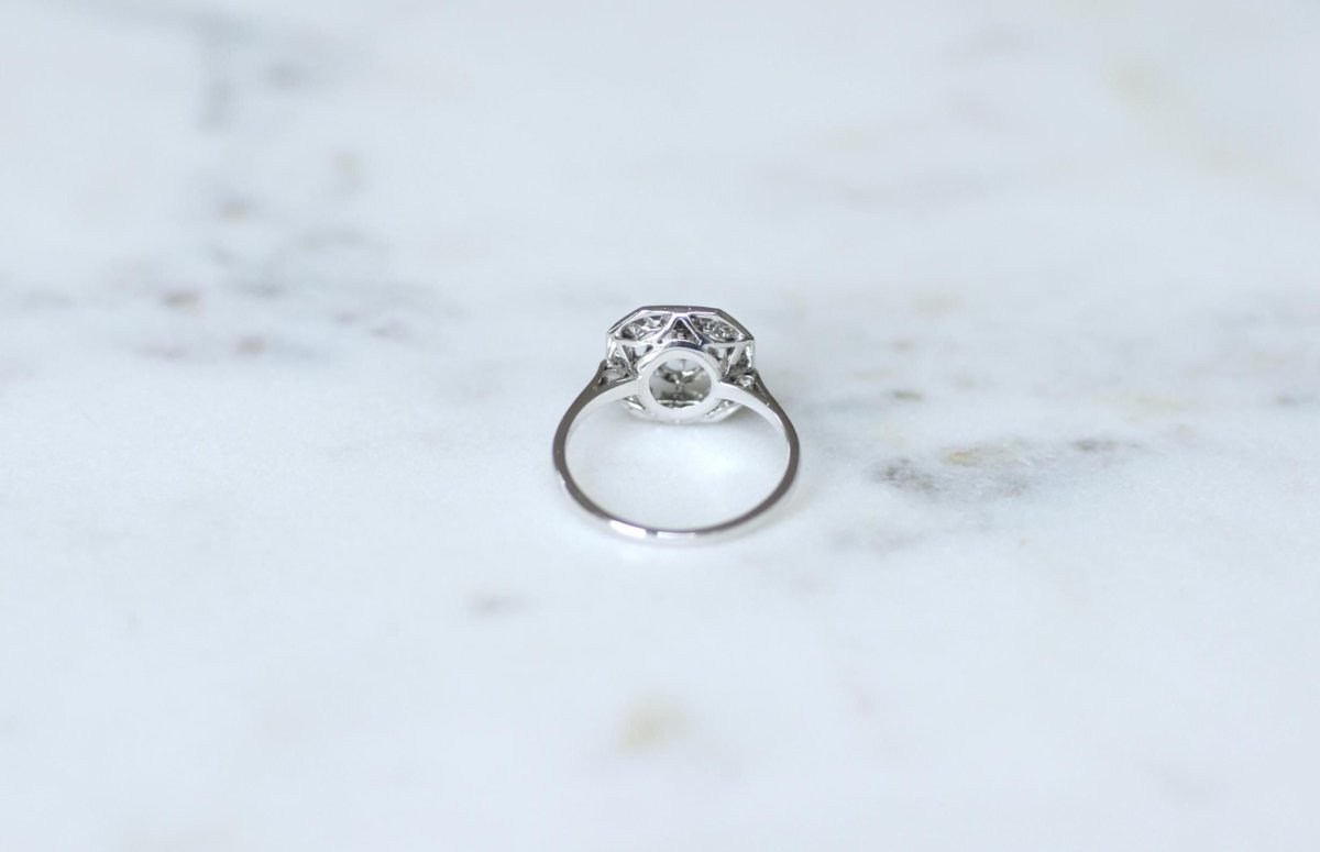 Bague Art Déco Octogonale Diamants 0,60 Ct - Castafiore