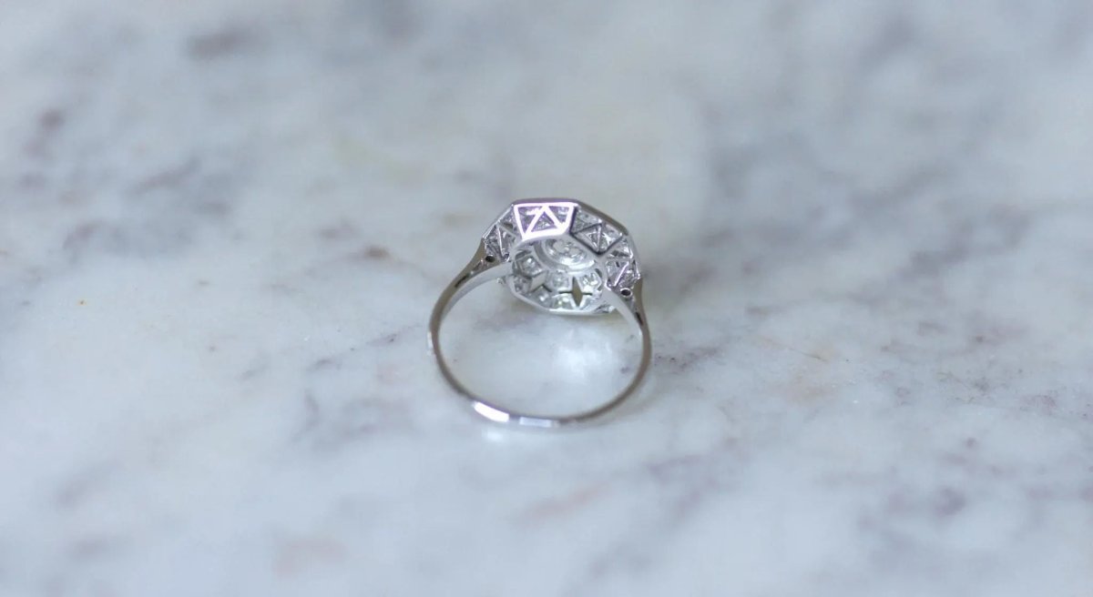 Bague Art Déco Octogonale Diamants - Castafiore