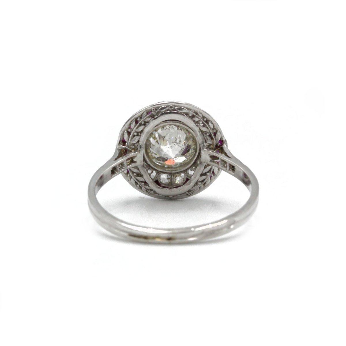 Bague art - deco or 750 et platine, diamants tailles ancienne et rubis calibrés années 1920 - Castafiore