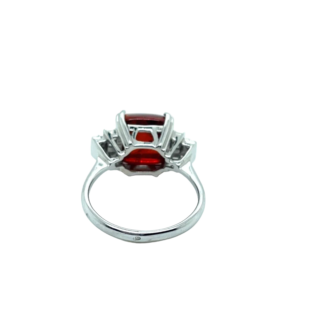 Bague Art Déco Or Blanc Grenat Spessartite - Castafiore