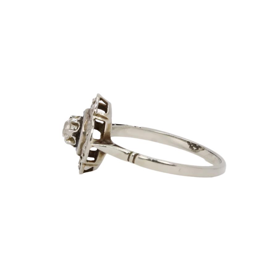 Bague Art Déco or blanc saphirs diamants - Castafiore