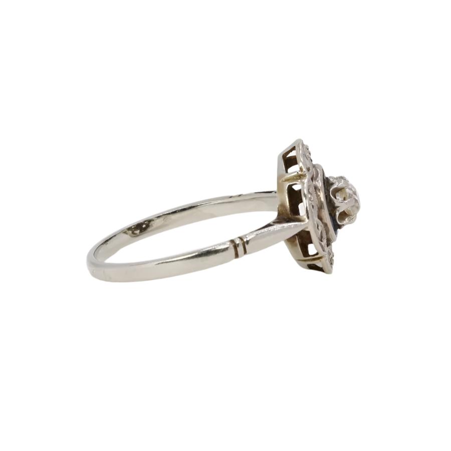 Bague Art Déco or blanc saphirs diamants - Castafiore