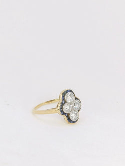 Bague Art Déco or diamants saphirs calibrés - Castafiore