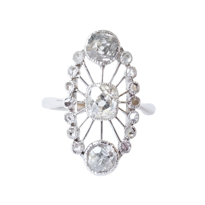 Bague Art Déco or diamants sur platine - Castafiore