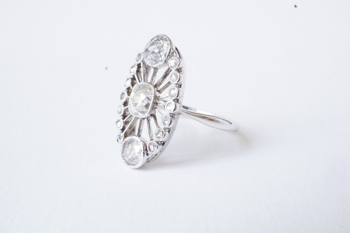 Bague Art Déco or diamants sur platine - Castafiore