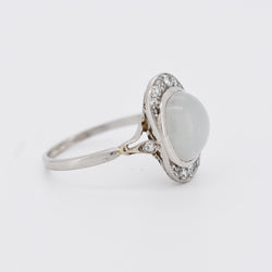 Bague Art Deco Or Pierre de Lune Diamants - Castafiore