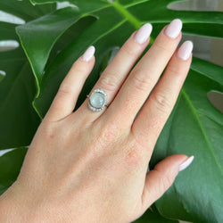 Bague Art Deco Or Pierre de Lune Diamants - Castafiore