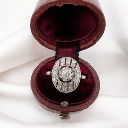 Bague Art Deco Or Platine et Diamants - Castafiore