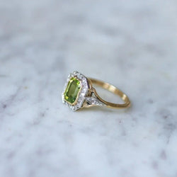 Bague Art Déco Péridot et Diamants - Castafiore