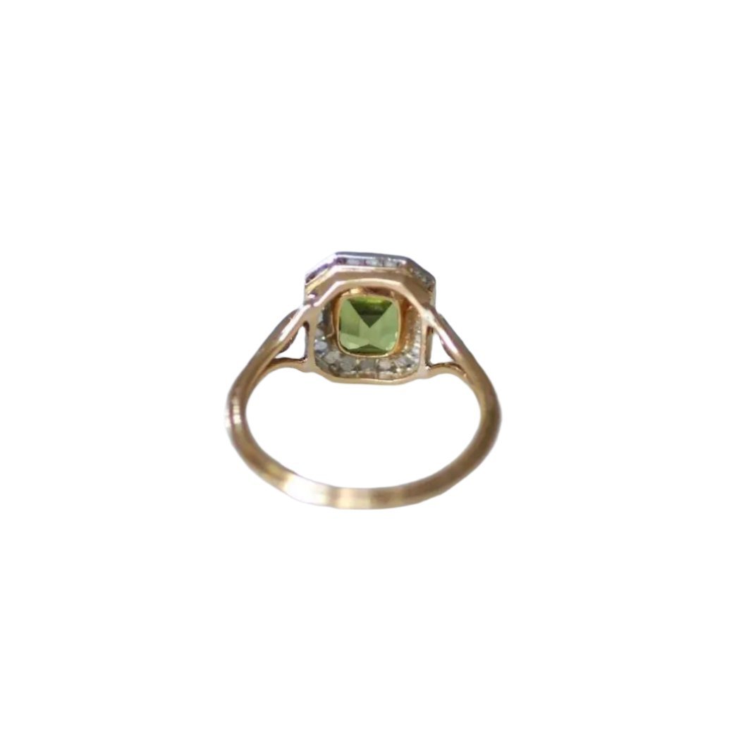 Bague Art Déco Péridot et Diamants - Castafiore