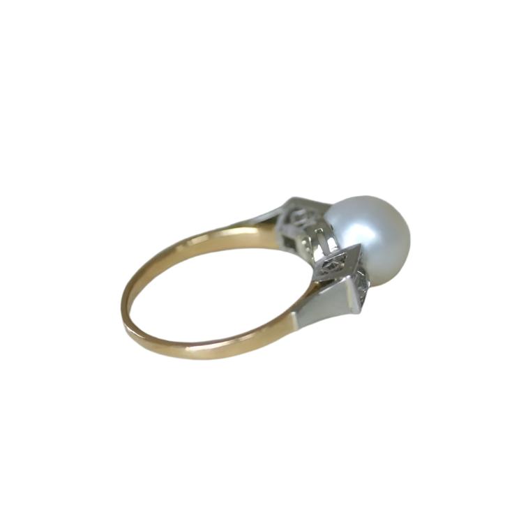 Bague Art Déco Perle et Diamants - Castafiore