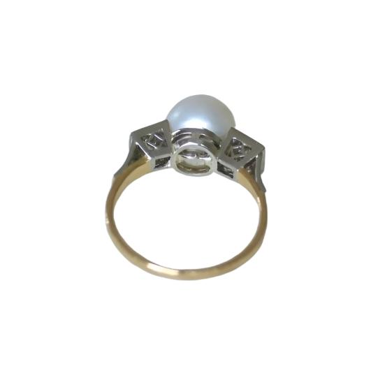 Bague Art Déco Perle et Diamants - Castafiore