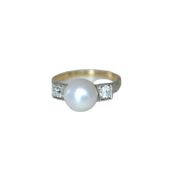 Bague Art Déco Perle et Diamants - Castafiore