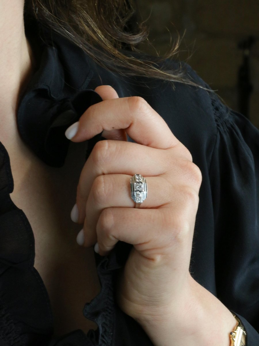 Bague Art déco platine diamants - Castafiore