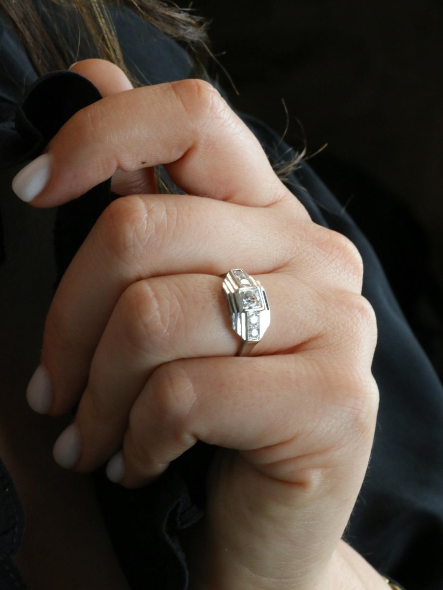 Bague Art déco platine diamants - Castafiore