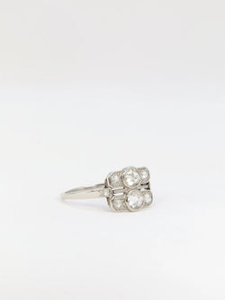 Bague Art Déco Platine et Diamants Taillés en Rose - Castafiore