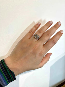 Bague Art Déco Platine et Diamants Taillés en Rose - Castafiore