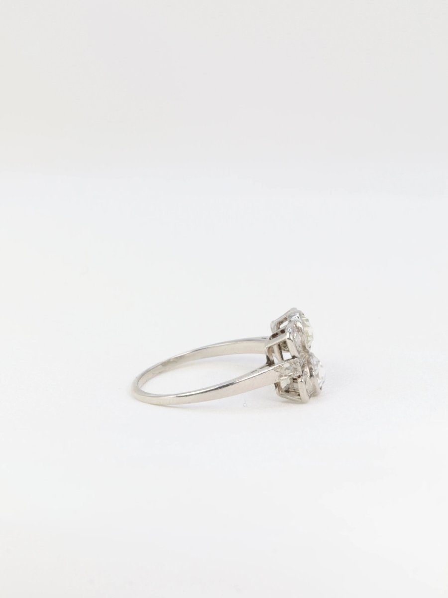 Bague Art Déco Platine et Diamants Taillés en Rose - Castafiore