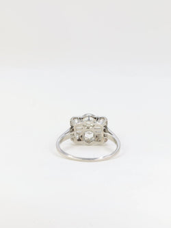 Bague Art Déco Platine et Diamants Taillés en Rose - Castafiore