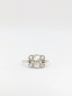 Bague Art Déco Platine et Diamants Taillés en Rose - Castafiore