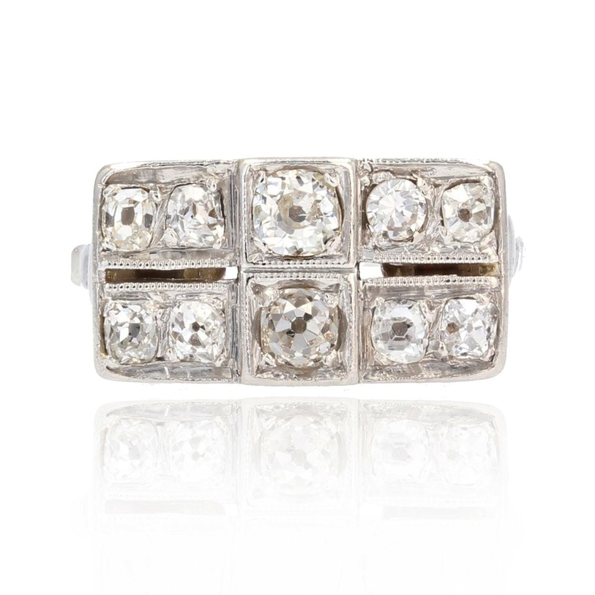 Bague art déco rectangulaire diamants - Castafiore