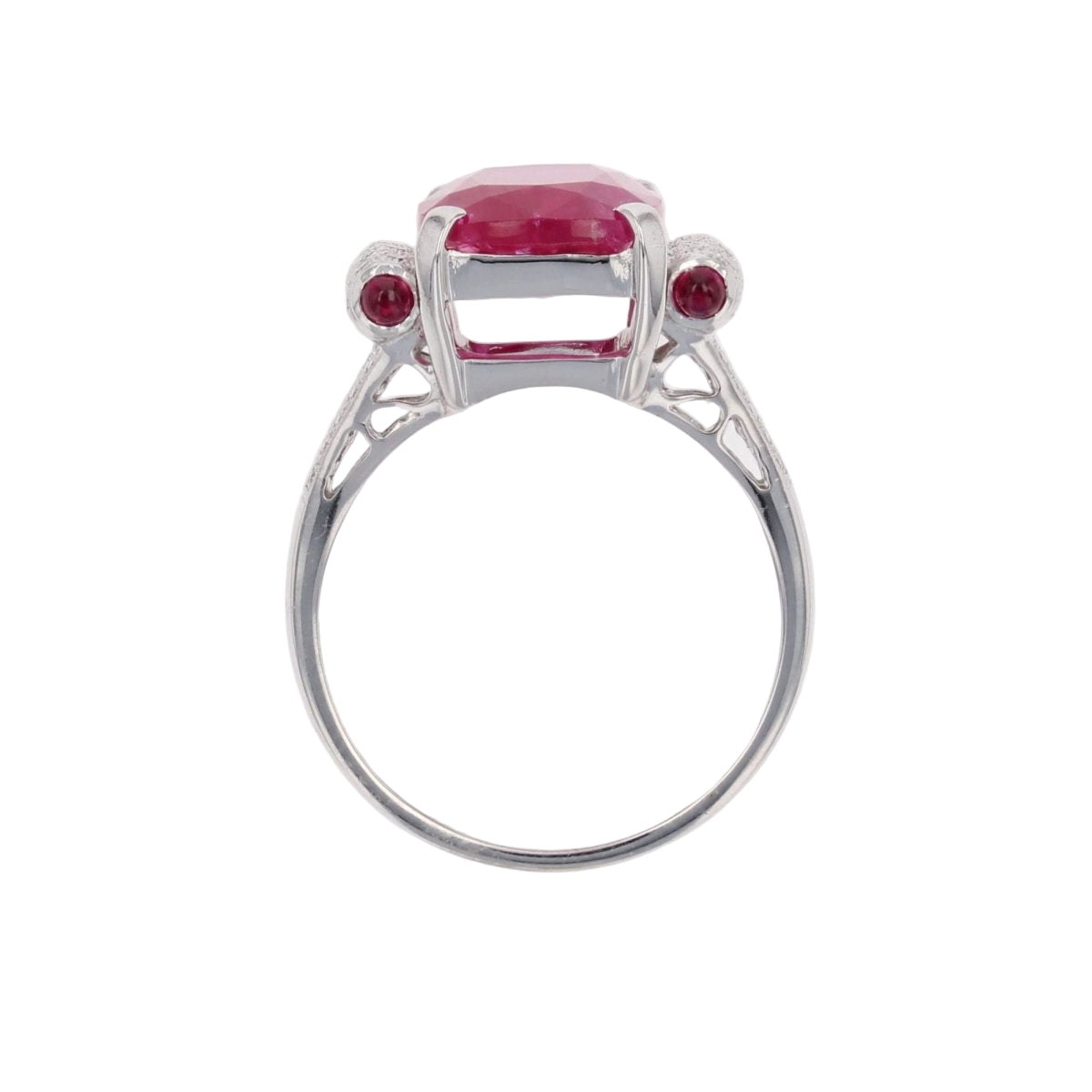 Bague Art Déco rubis et diamants en or blanc - Castafiore