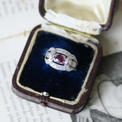Bague Art Déco Rubis et Diamants sur Platine - Castafiore