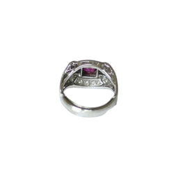 Bague Art Déco Rubis et Diamants sur Platine - Castafiore