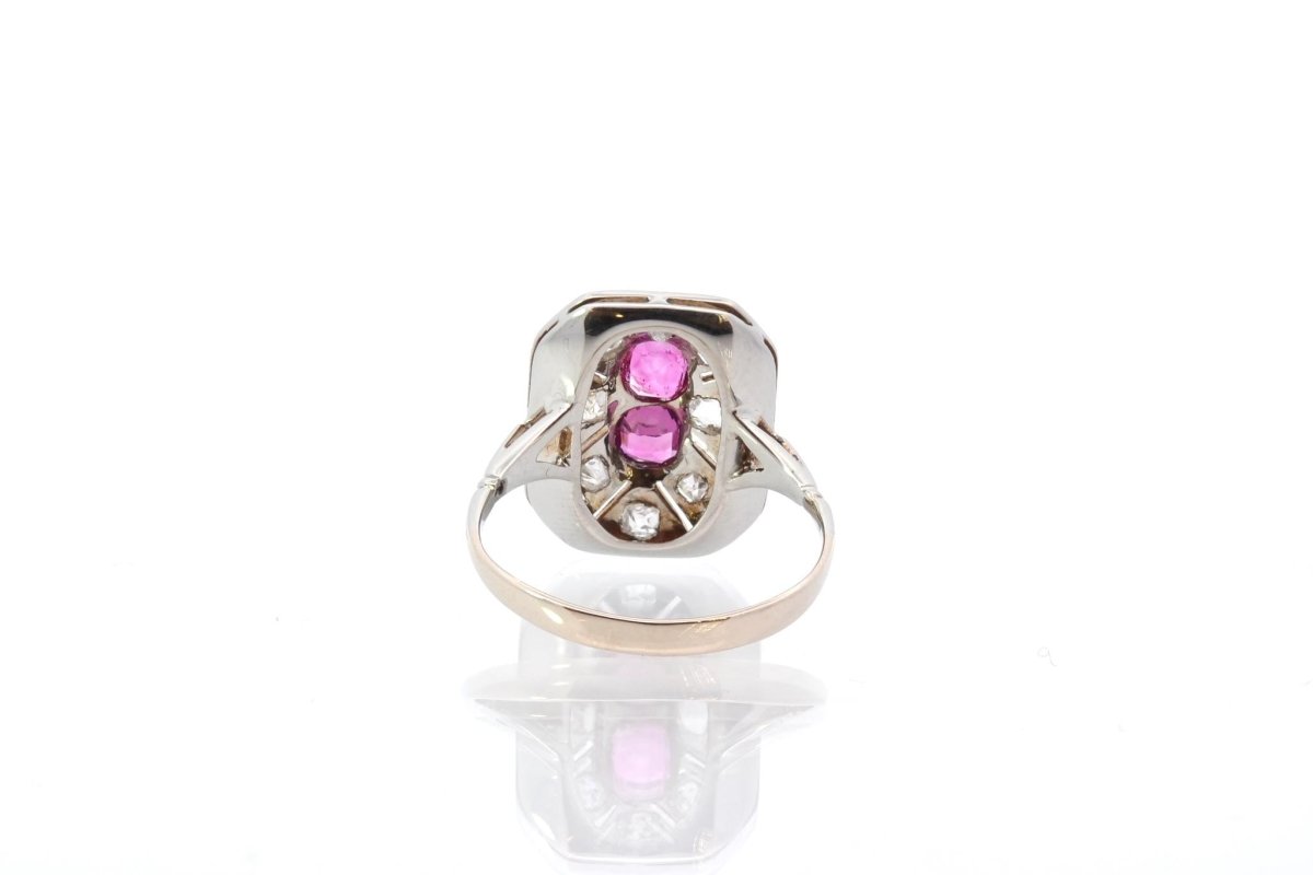 Bague art déco rubis et roses de diamants - Castafiore