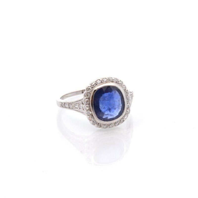 Bague art déco saphir de 2,50cts et diamants - Castafiore