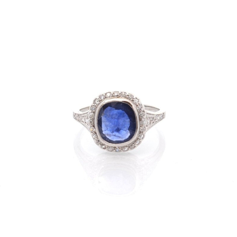 Bague art déco saphir de 2,50cts et diamants - Castafiore