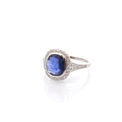 Bague art déco saphir de 2,50cts et diamants - Castafiore