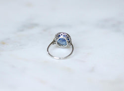 Bague Art Déco Saphir de Ceylan Non Chauffé 4,40 Cts et Diamants - Castafiore