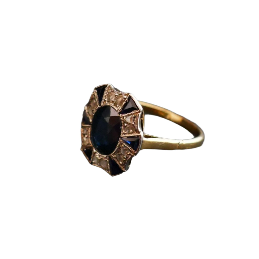 Bague Art Déco Saphir Et Diamants. - Castafiore