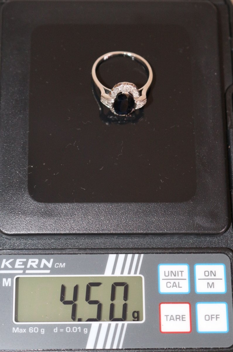 Bague Art Déco Saphir Et Diamants - Castafiore