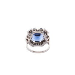 Bague art déco saphir synthétique et diamants - Castafiore