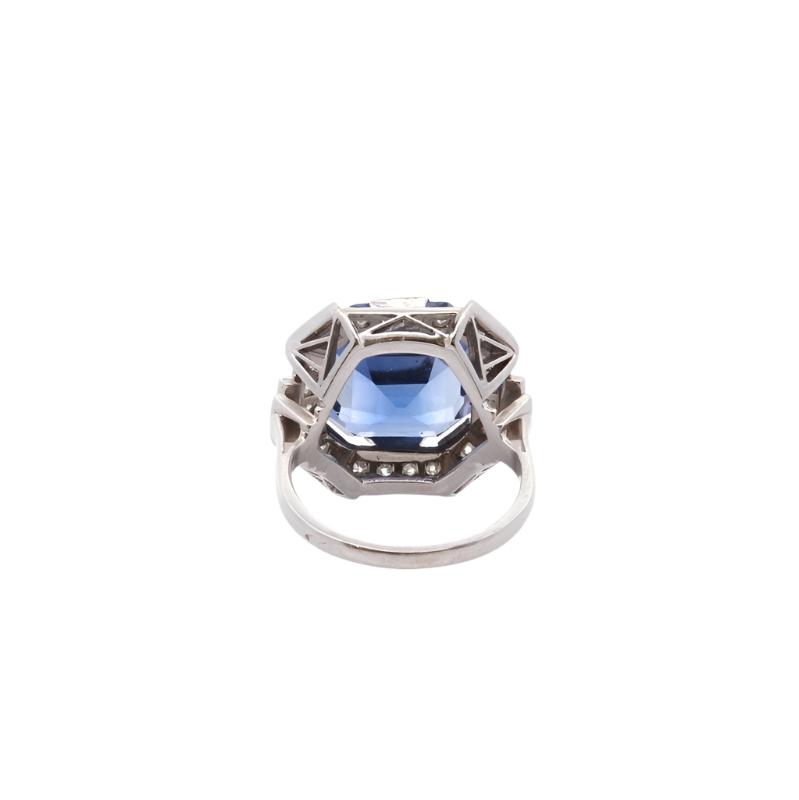 Bague art déco saphir synthétique et diamants - Castafiore