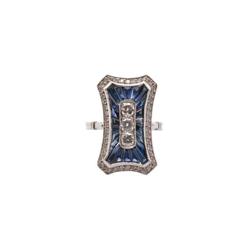 Bague art déco saphirs diamants - Castafiore
