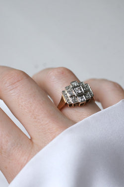 Bague Art Déco Tank Escalier Diamants - Castafiore