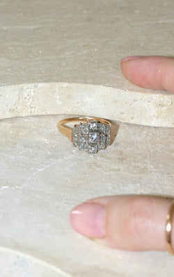 Bague Art Déco Tank Escalier Diamants - Castafiore